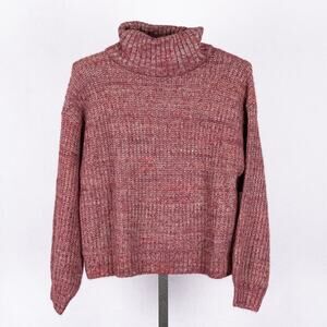 Old Navy Women Wool Blend Turtleneck Sweater MEDIUM Chunky Knit Heathered Marled